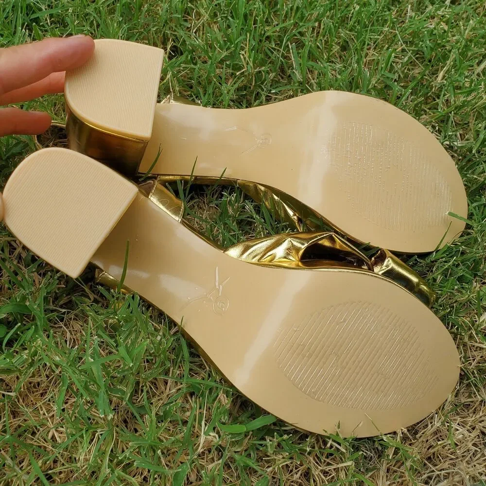 Gold Platform Heels With Bow Women’s Size 9